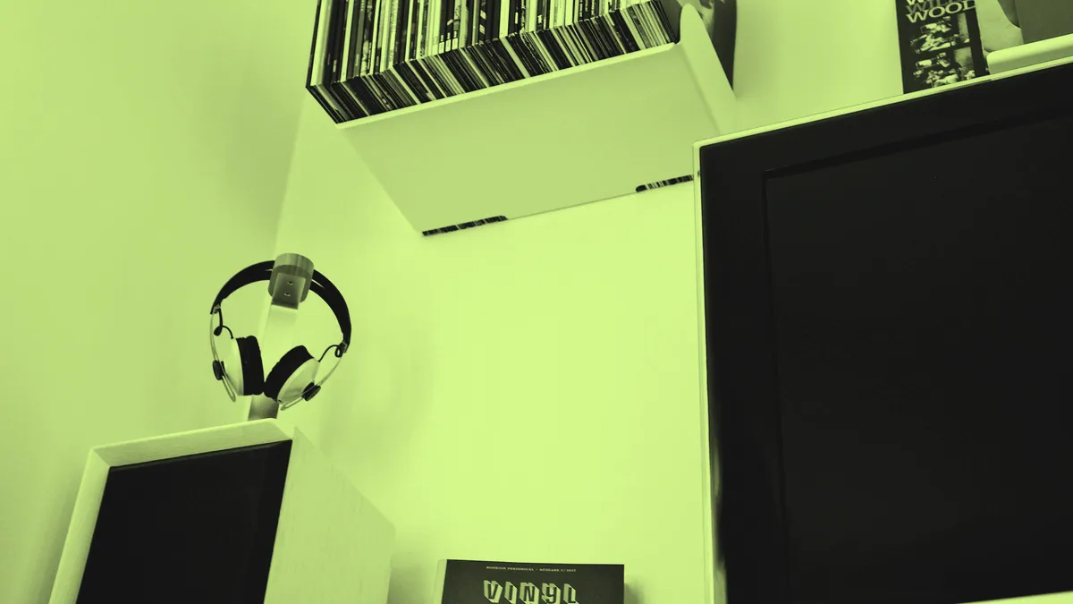 A pair of hi-fi speakers.