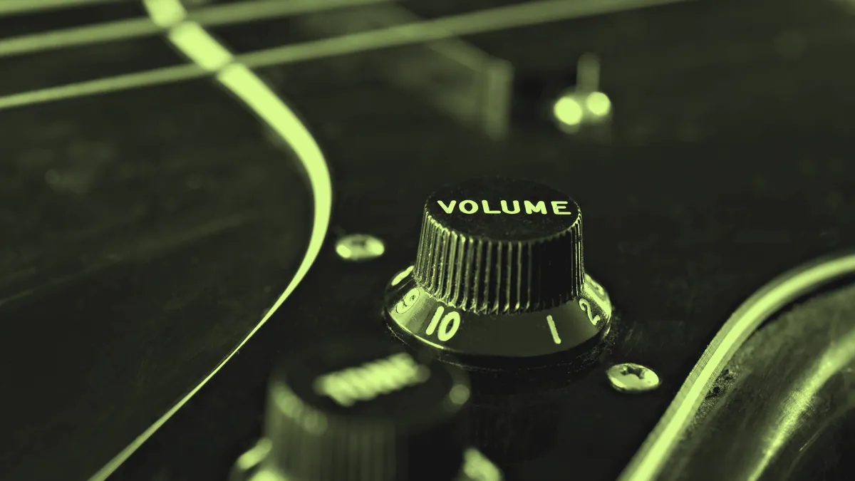 A bass guitar, the engine of funk.