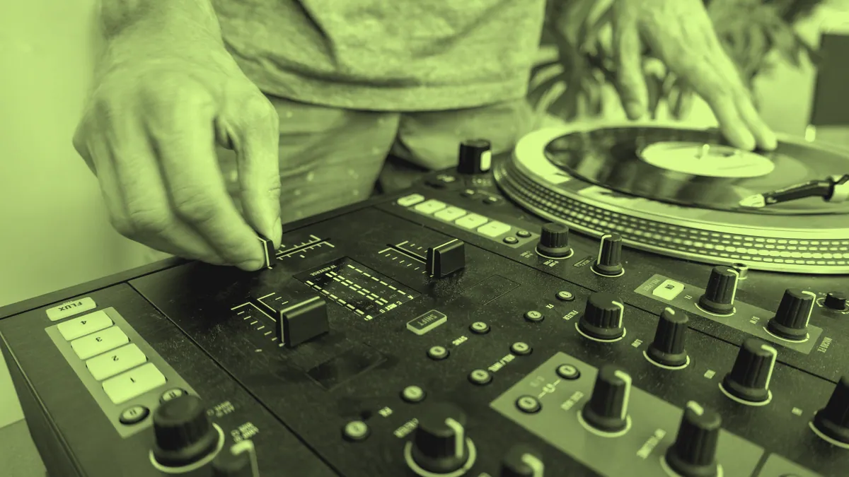 A DJ turntable and mixer, the engine of hip hop.