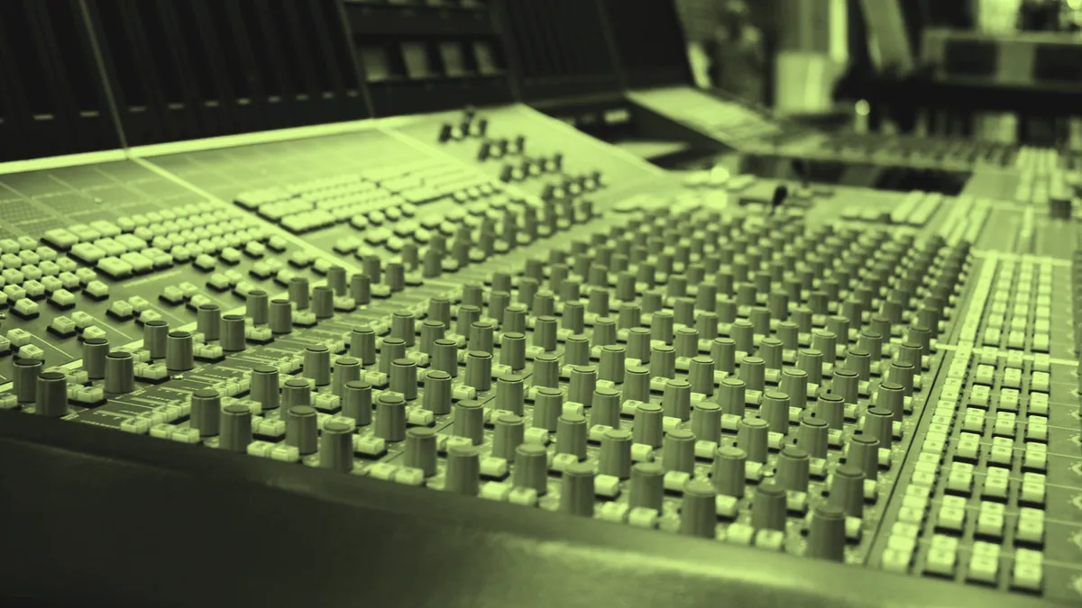 A studio mixing console where pop is produced.