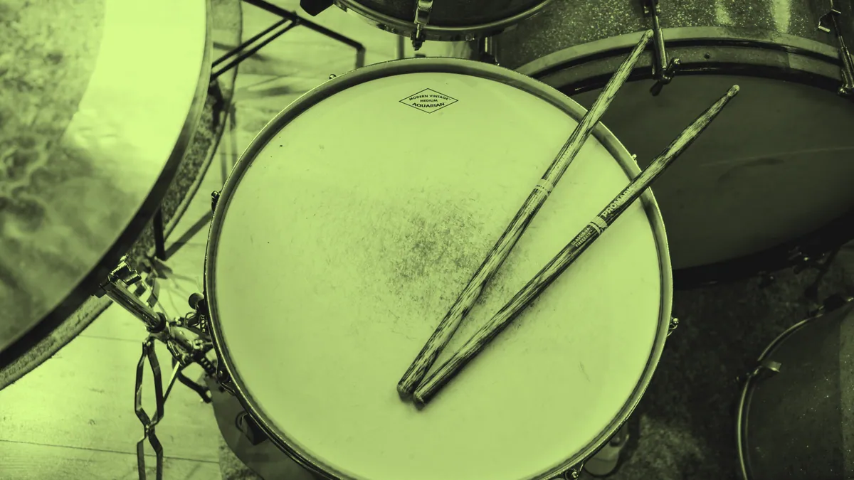 A drum kit, the timekeeper of a band.